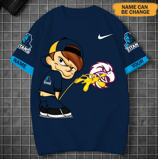 PREMIUM NRL X GCT Funny Peeing Boy New Tshirt Custom Name NDT VHM 160426