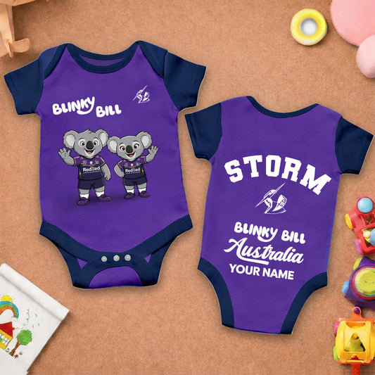 PREMIUM NRL X MS BLINKY BILL Baby Romper Custom Name For Kids NDT LVH 130426 1