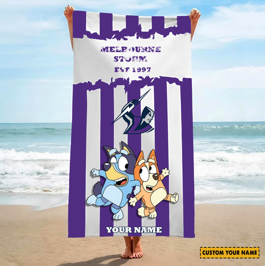 PREMIUM NRL X MS BLUEY&BINGO  Beach Towel Personalized NDT VHM 280326