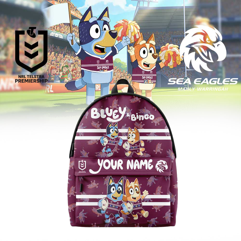 PREMIUM NRL X MSE Bluey and Bingo Back Pack Custom Name For Fans NDT LVH 310326