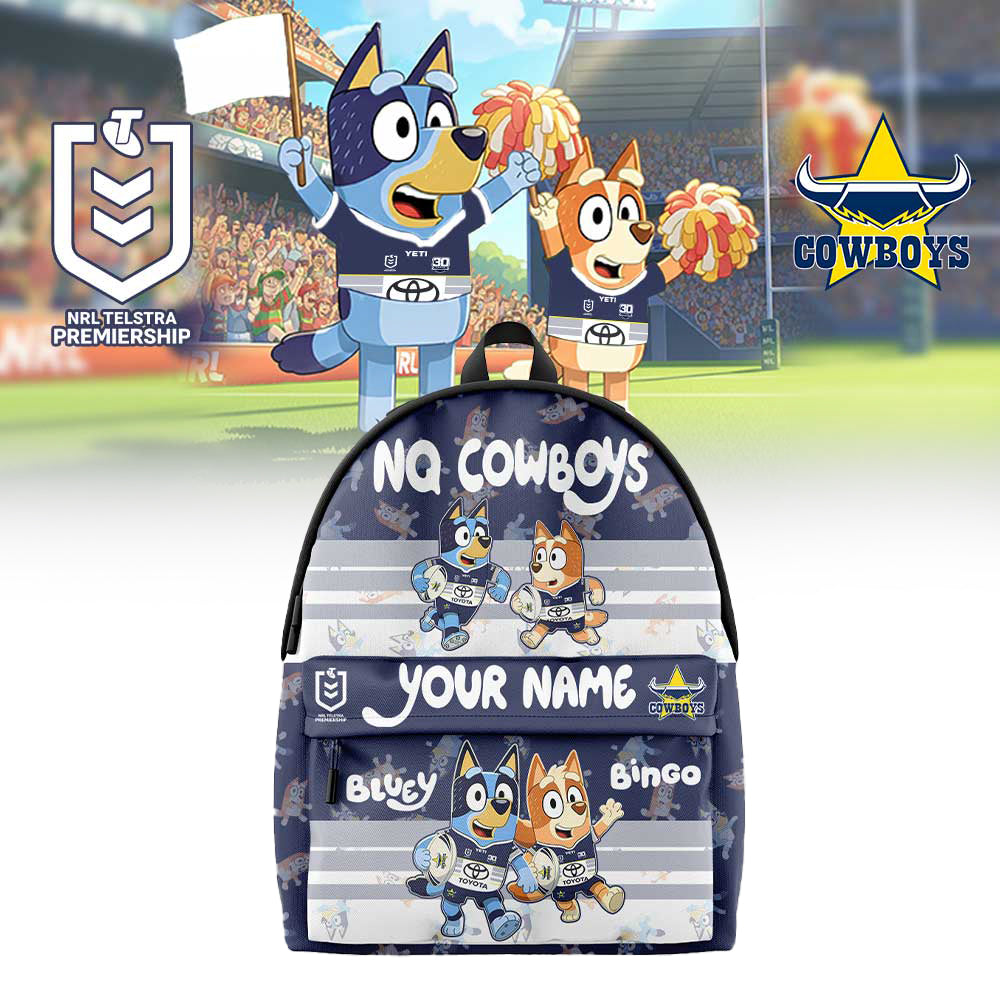 PREMIUM NRL X NQC Bluey and Bingo Back Pack Custom Name For Fans NDT LVH 310326