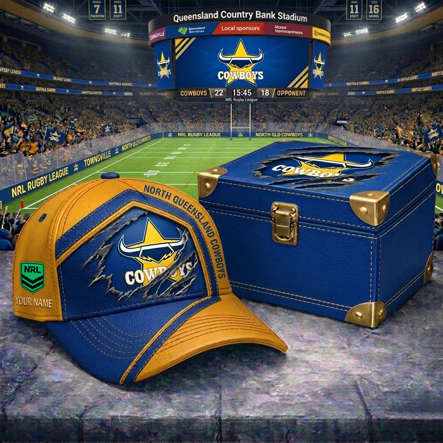 PREMIUM NRL X NQC CRACK CUSTOM NAME HAT LIMITED EDITION NDT NHM 070526