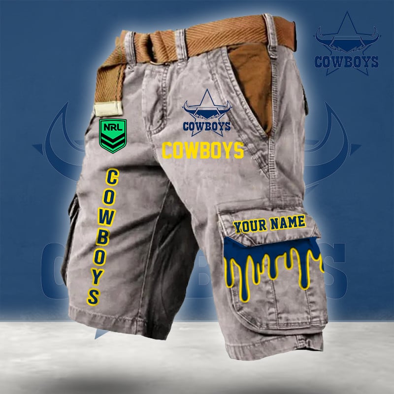 PREMIUM NRL X NQC Cargo Shorts Custom Name Limited Edition NDT LVH