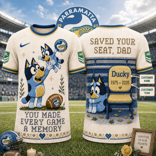 PREMIUM NRL X PE Custom 3D BLUEY Faux-Stitch Dad Memorial Shirt NDT NTN 220526