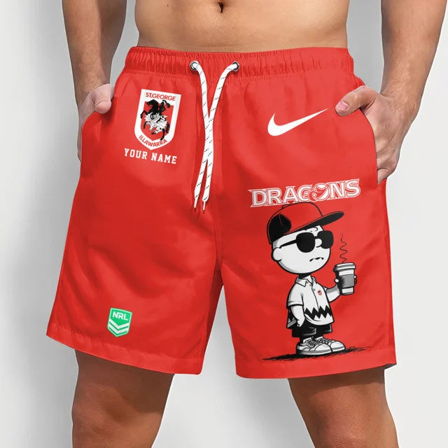 PREMIUM NRL X SGID Cool Snoopy Men Short Pants Custom  Name  For Summer NDT NTN