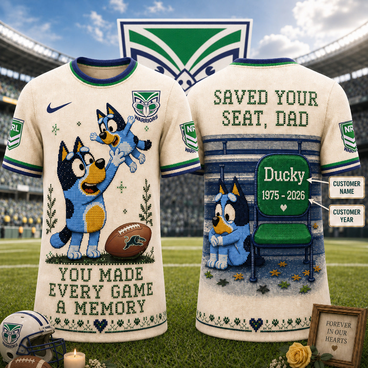 PREMIUM NRL X WAR Custom 3D BLUEY Faux-Stitch Dad Memorial ShirtNDT NTN 220526