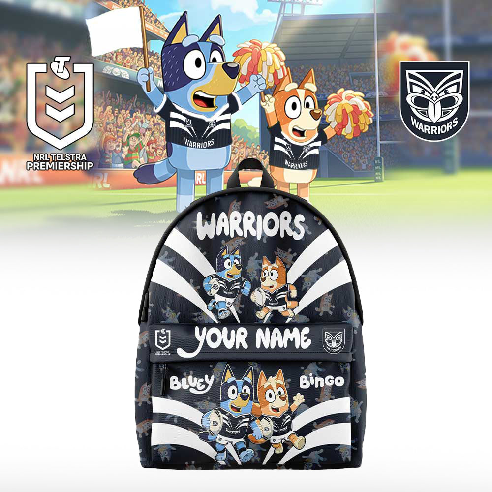 PREMIUM NRL X WAR Bluey and Bingo Back Pack Custom Name For Fans NDT LVH 310326