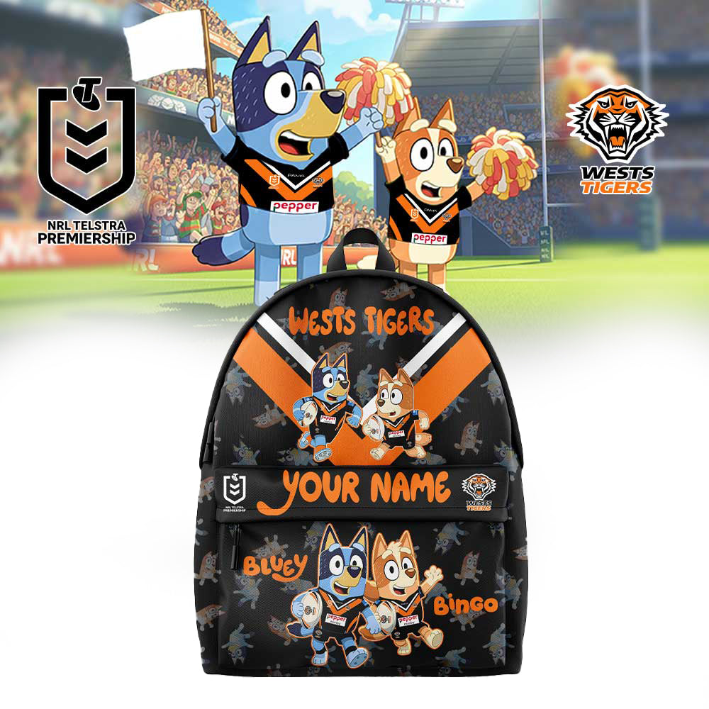 PREMIUM NRL X WT Bluey and Bingo Back Pack Custom Name For Fans NDT LVH 310326