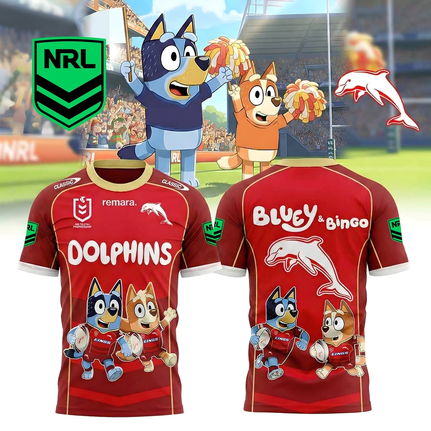 PREMIUM NRL X DOL Bluey & Bingo POLO SHIRT – Limited 2026 NDT LVH