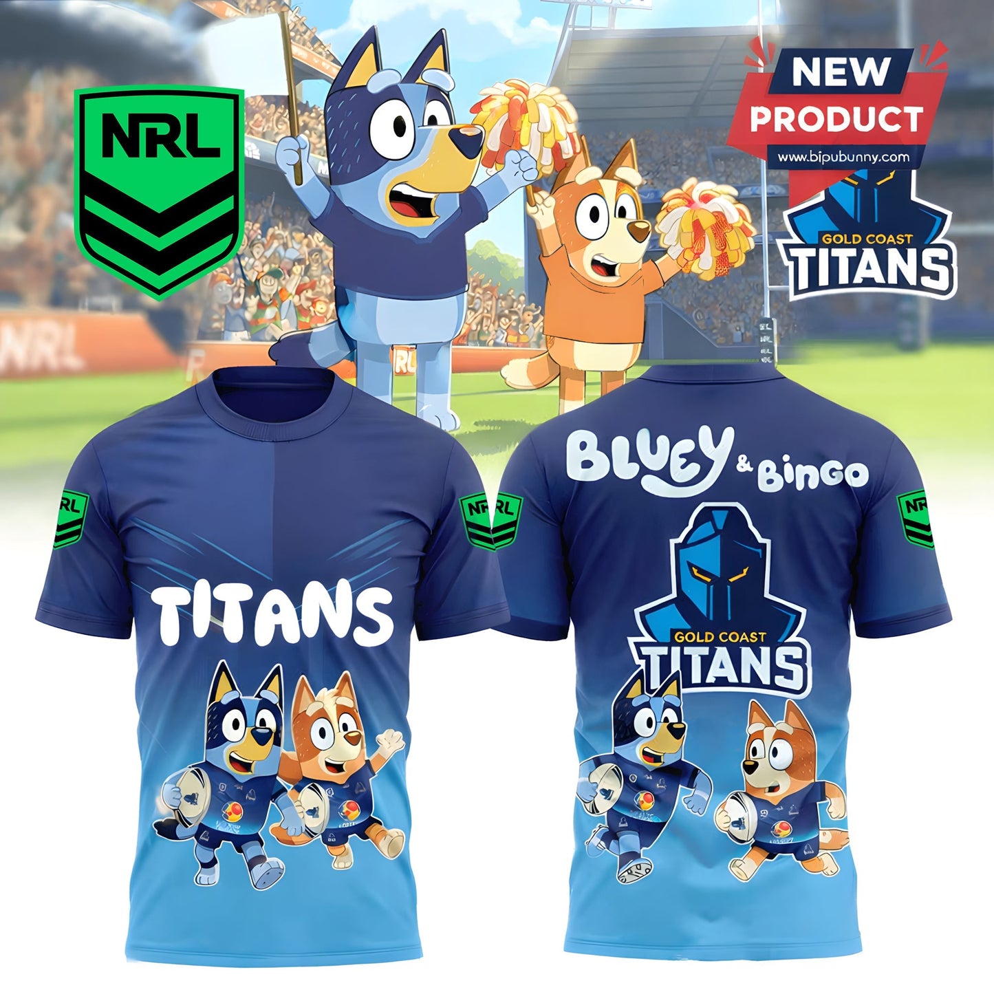 PREMIUM NRL X GCT Bluey & Bingo POLO SHIRT – Limited 2026 NDT LVH