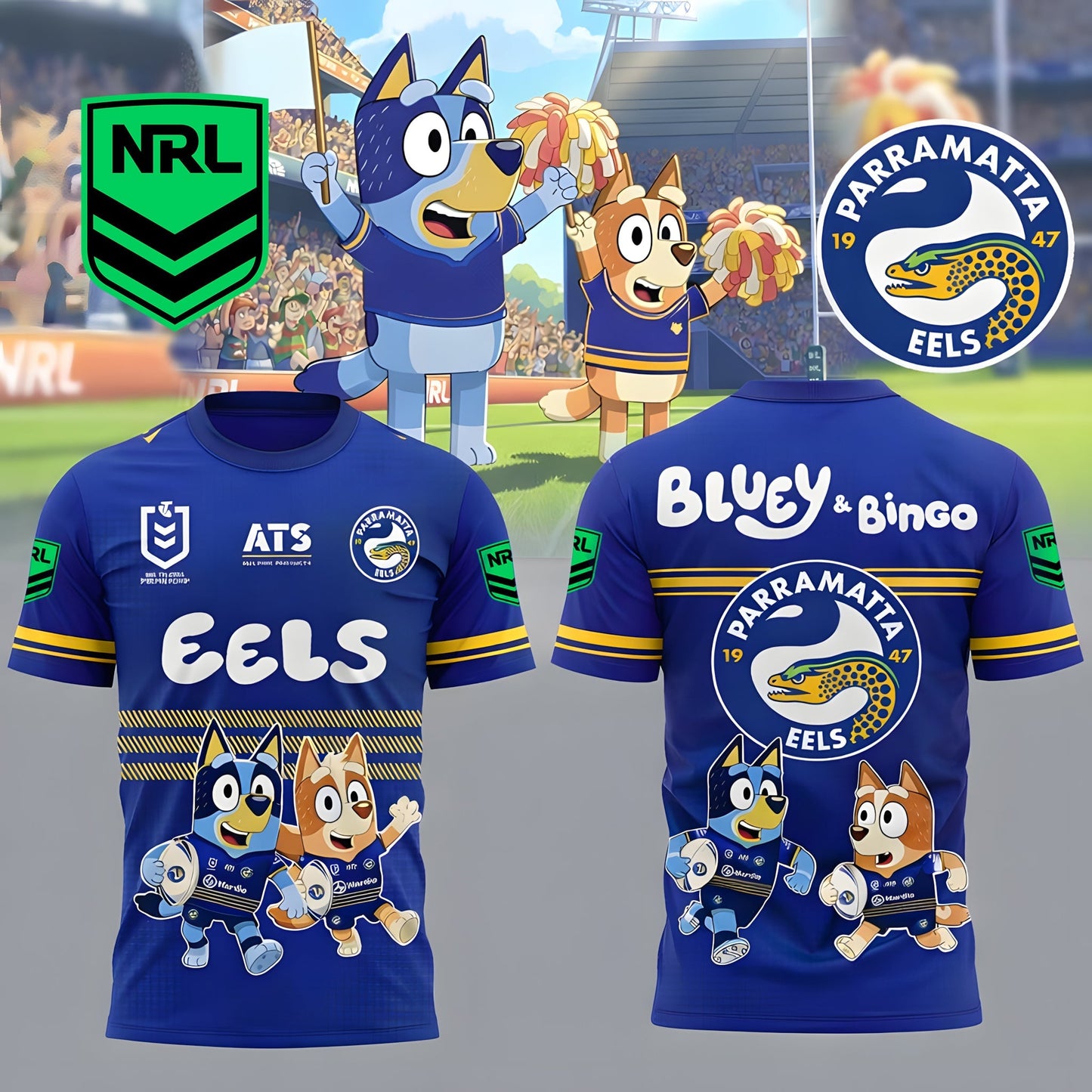 PREMIUM NRL X PE Bluey & Bingo POLO SHIRT – Limited 2026 NDT LVH