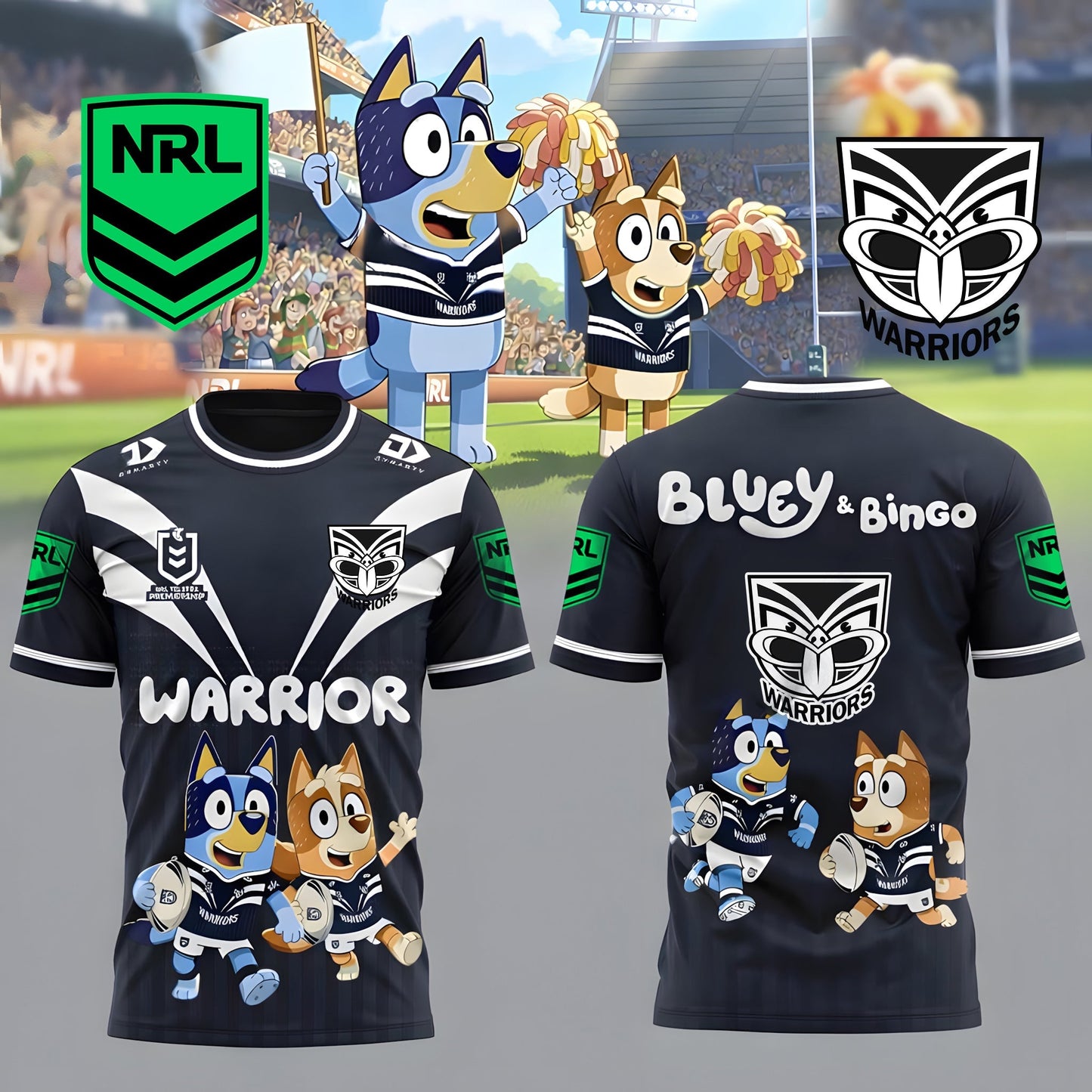 PREMIUM NRL X WAR Bluey & Bingo POLO SHIRT – Limited 2026 NDT LVH