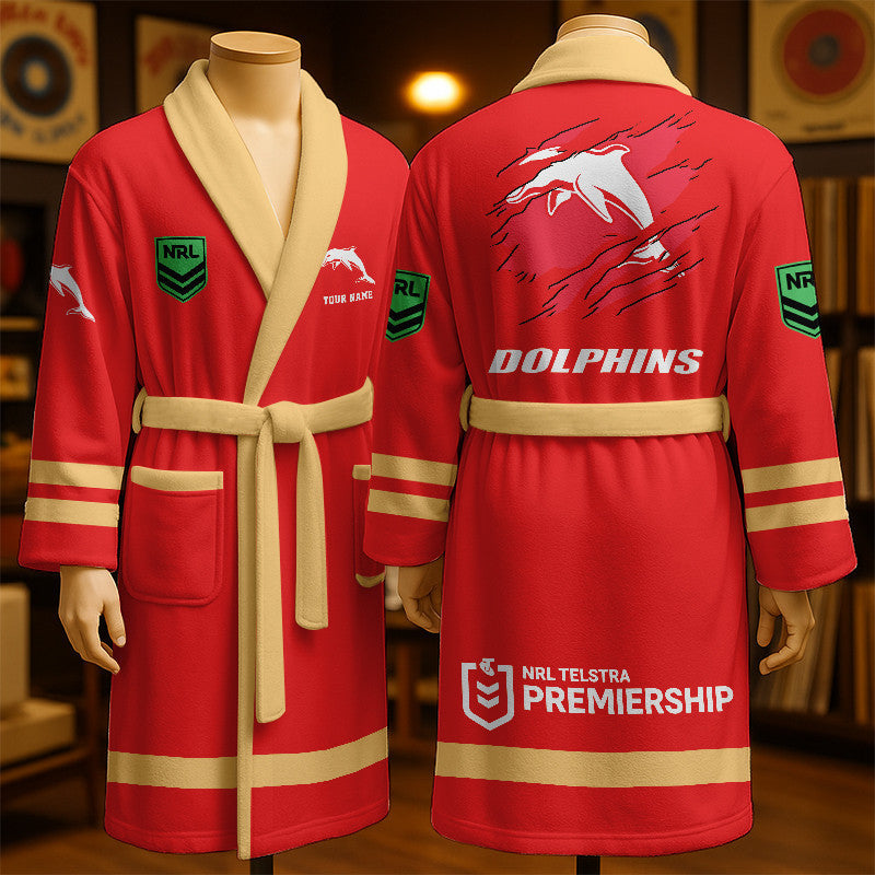 PREMIUM NRL X DOL New Style Royal Fleece Bathrobe Personalized NDT LVH 260226