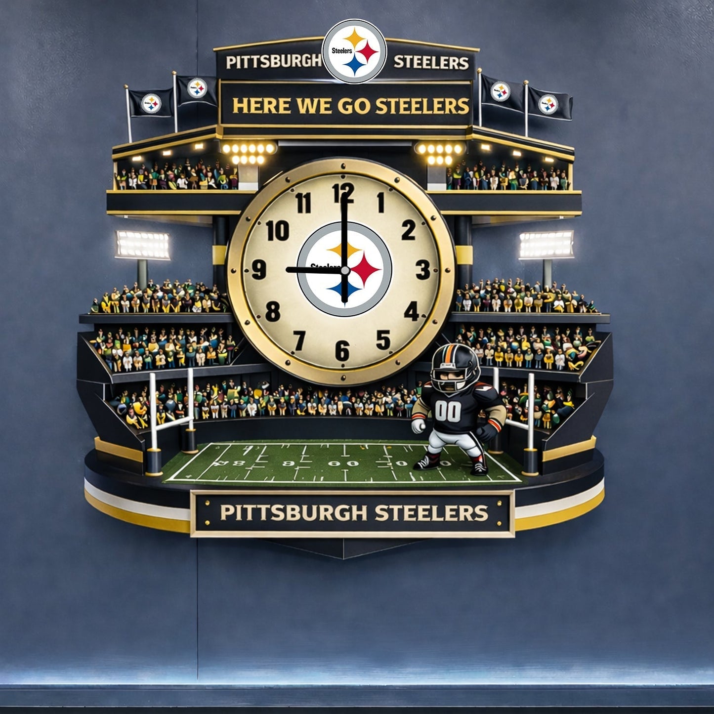 PREMIUM NFL X PIT 3D Visual Effect Acrylic Clock NDT NHM 130126