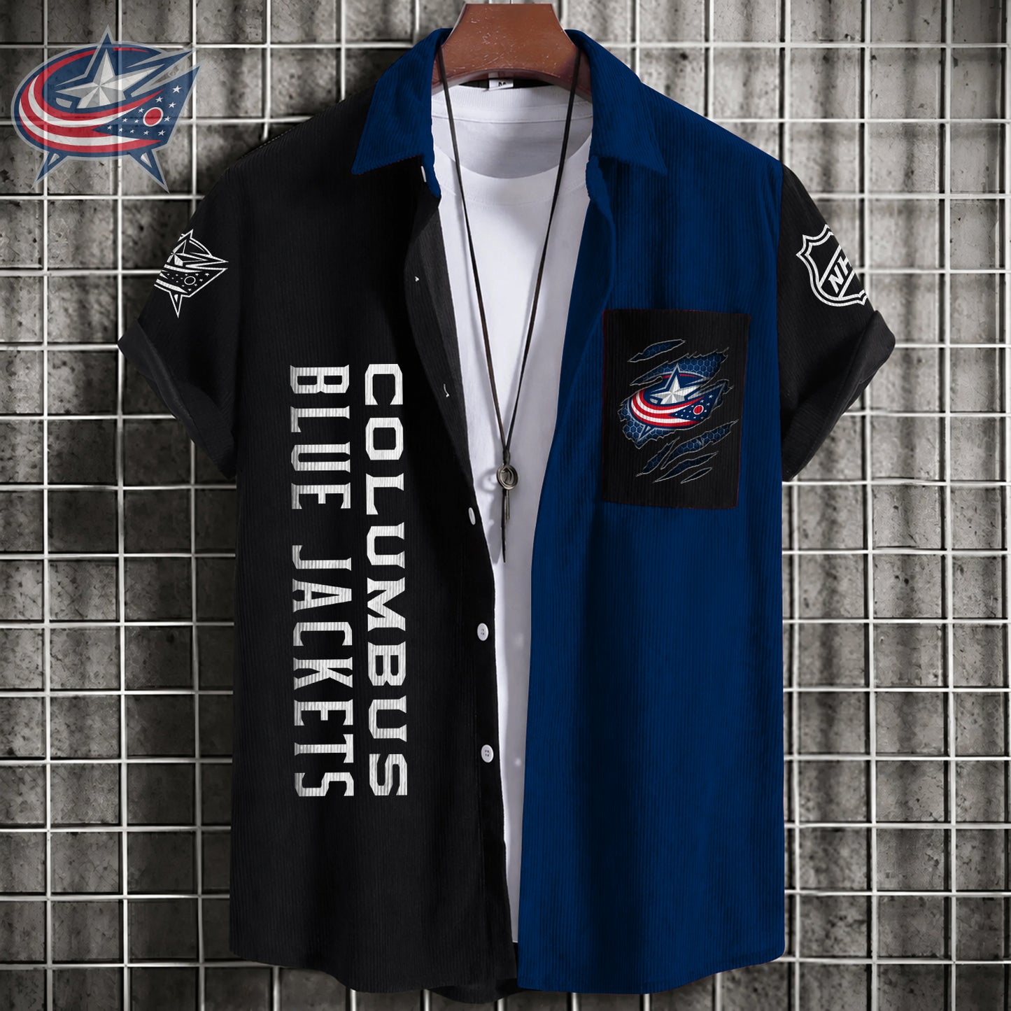 PREMIUM NHL X CBJ Patchwork Lapel Striped Shirts Limited Editions NDT NHM 240526