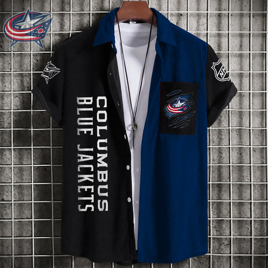 PREMIUM NHL X CBJ Patchwork Lapel Striped Shirts Limited Editions NDT NHM 240526