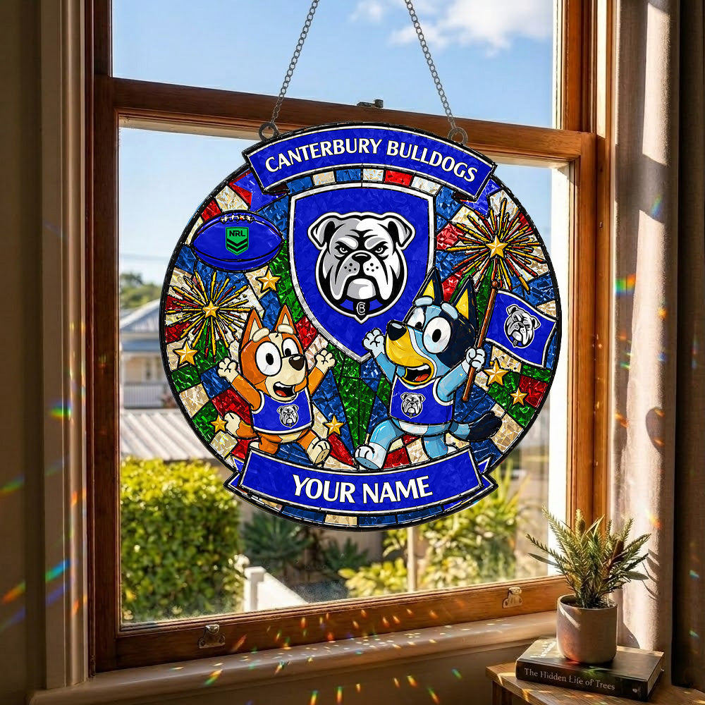PREMIUM NRL X CB Bluey Suncatcher Custom  Name  Limited Edition NDT NTN 230426