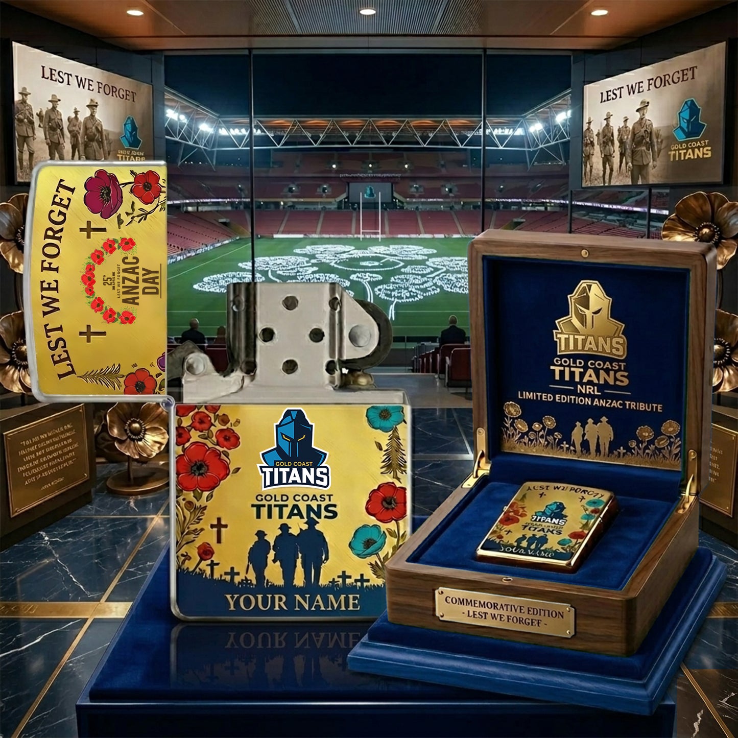 PREMIUM NRL X GCT ANNIVERSARY 111TH ANZAC Personalized Lighter NDT NHM 300326