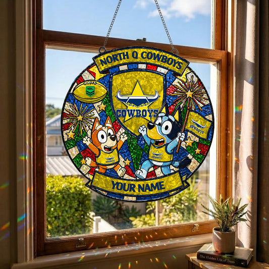 PREMIUM NRL X NQC Bluey Suncatcher Custom  Name  Limited Edition NDT NTN 230426