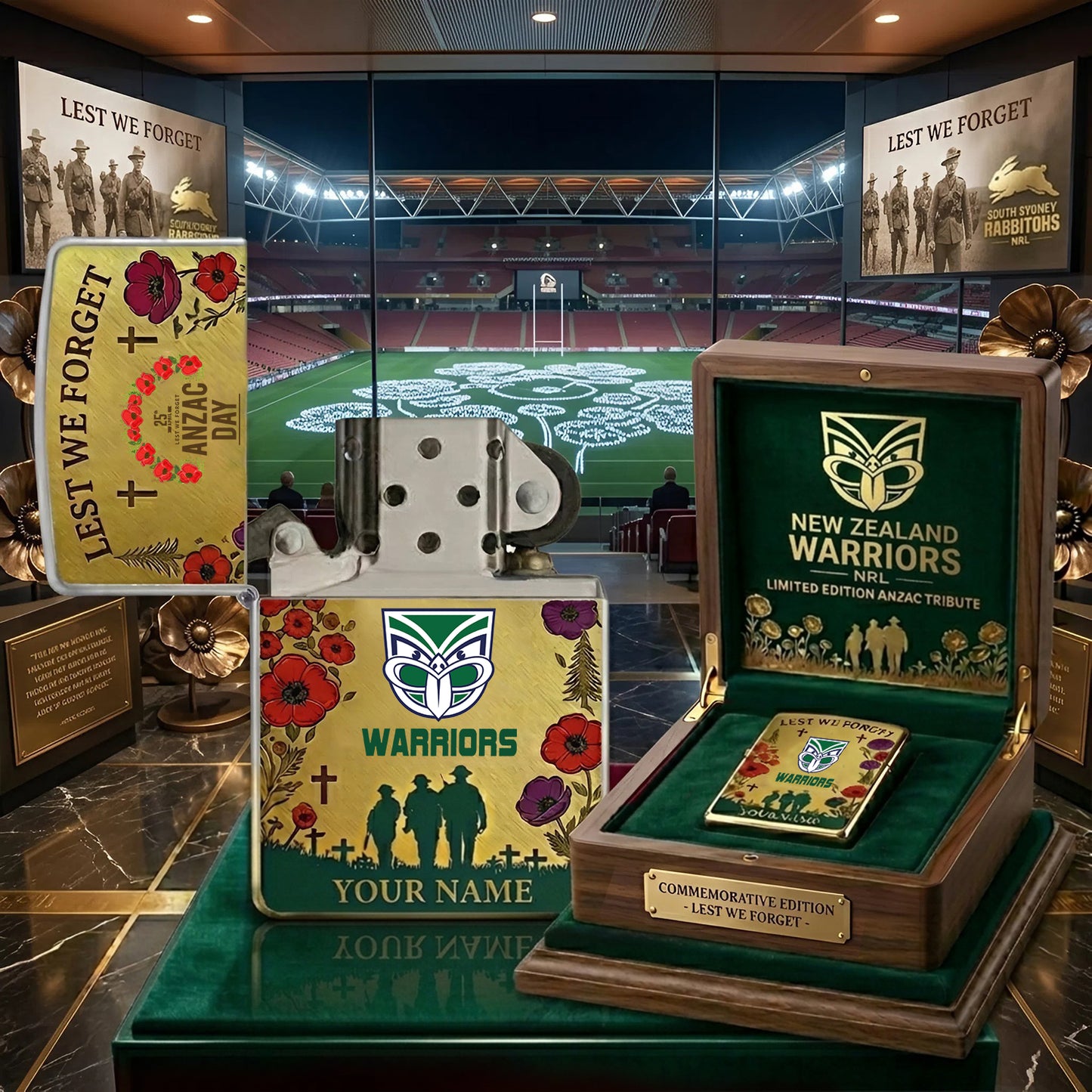 PREMIUM NRL X NZW ANNIVERSARY 111TH ANZAC Personalized Lighter NDT NHM 300326