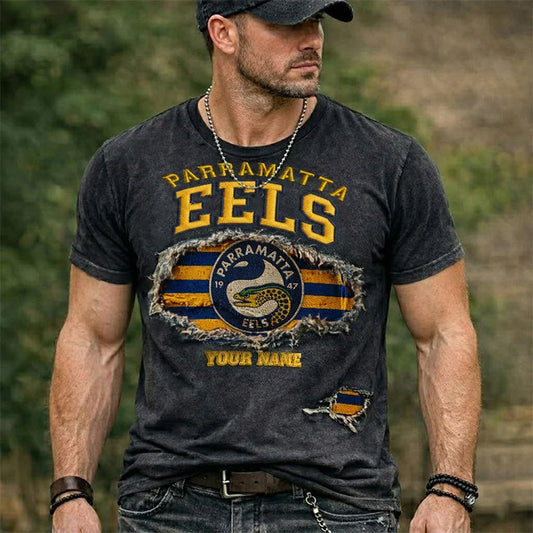 PREMIUM NRL X PE Black Vintage Washed T-shirt NDT NTN 040426