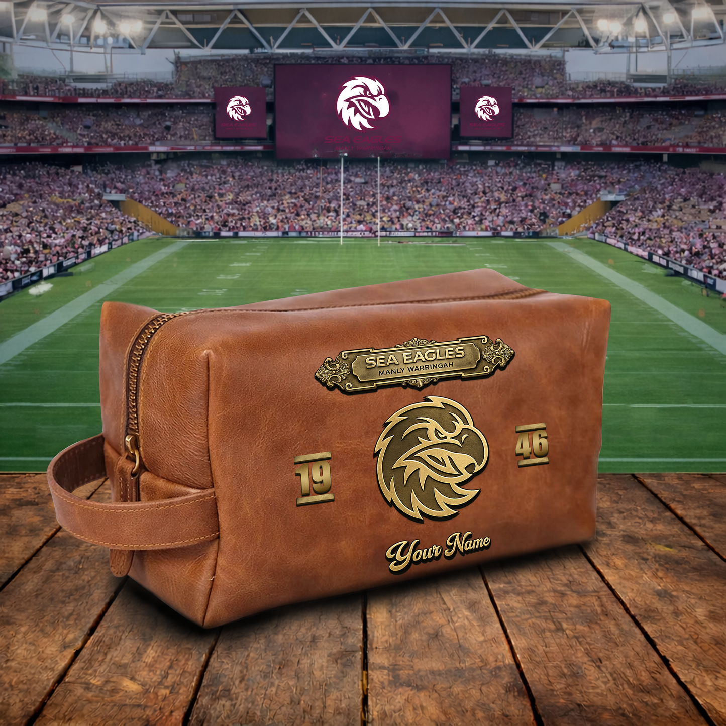 PREMIUM NRL  X GSS 3D EMBOSSED LEATHER TOILETRY BAG Limited Edition NDT VHM