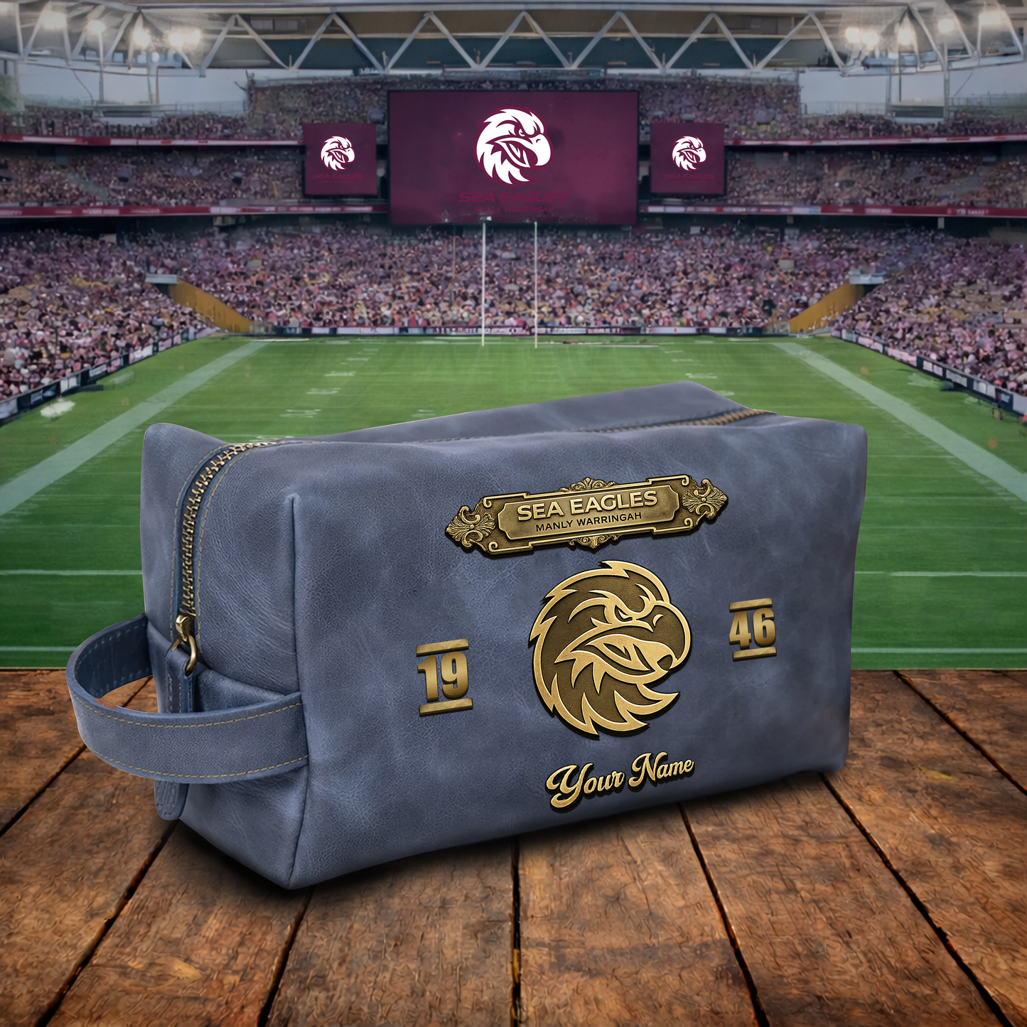 PREMIUM NRL  X GSS 3D EMBOSSED LEATHER TOILETRY BAG Limited Edition NDT VHM
