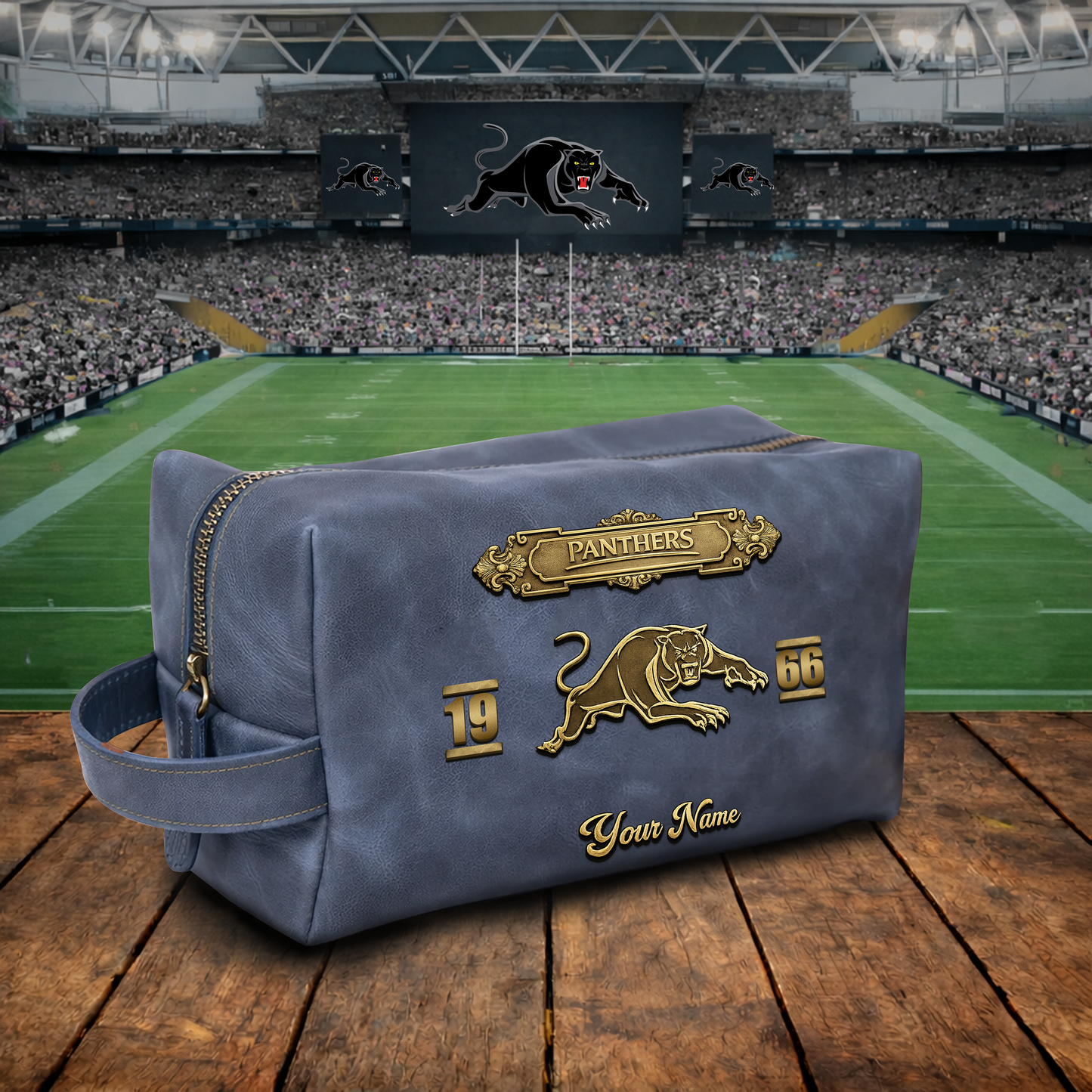 PREMIUM NRL  X PP 3D EMBOSSED LEATHER TOILETRY BAG Limited Edition NDT VHM