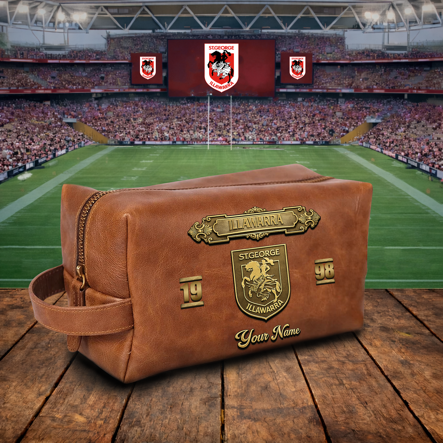 PREMIUM NRL  X SGID 3D EMBOSSED LEATHER TOILETRY BAG Limited Edition NDT VHM