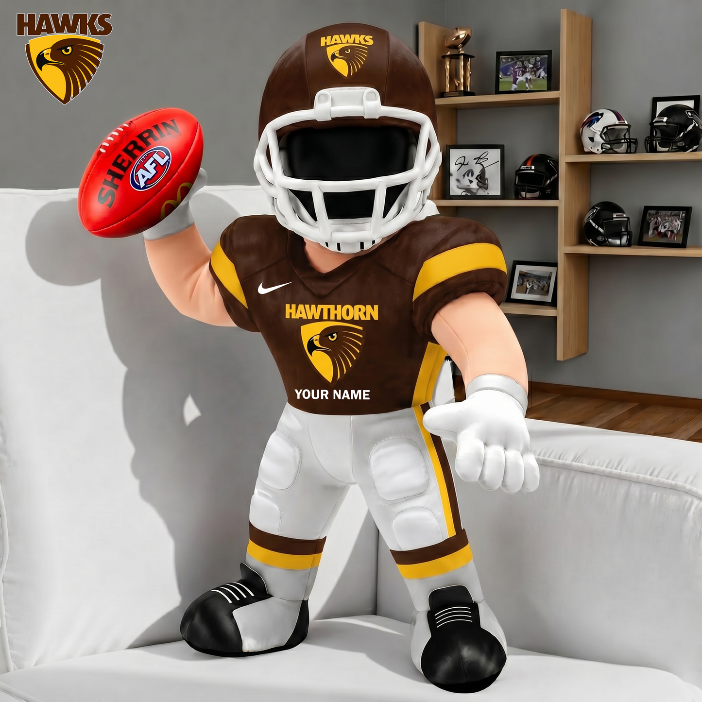 PREMIUM  AFL X HAW Players Custom Shape Pillow Custom Name Gifts FOR FAN NDT VHM 250526