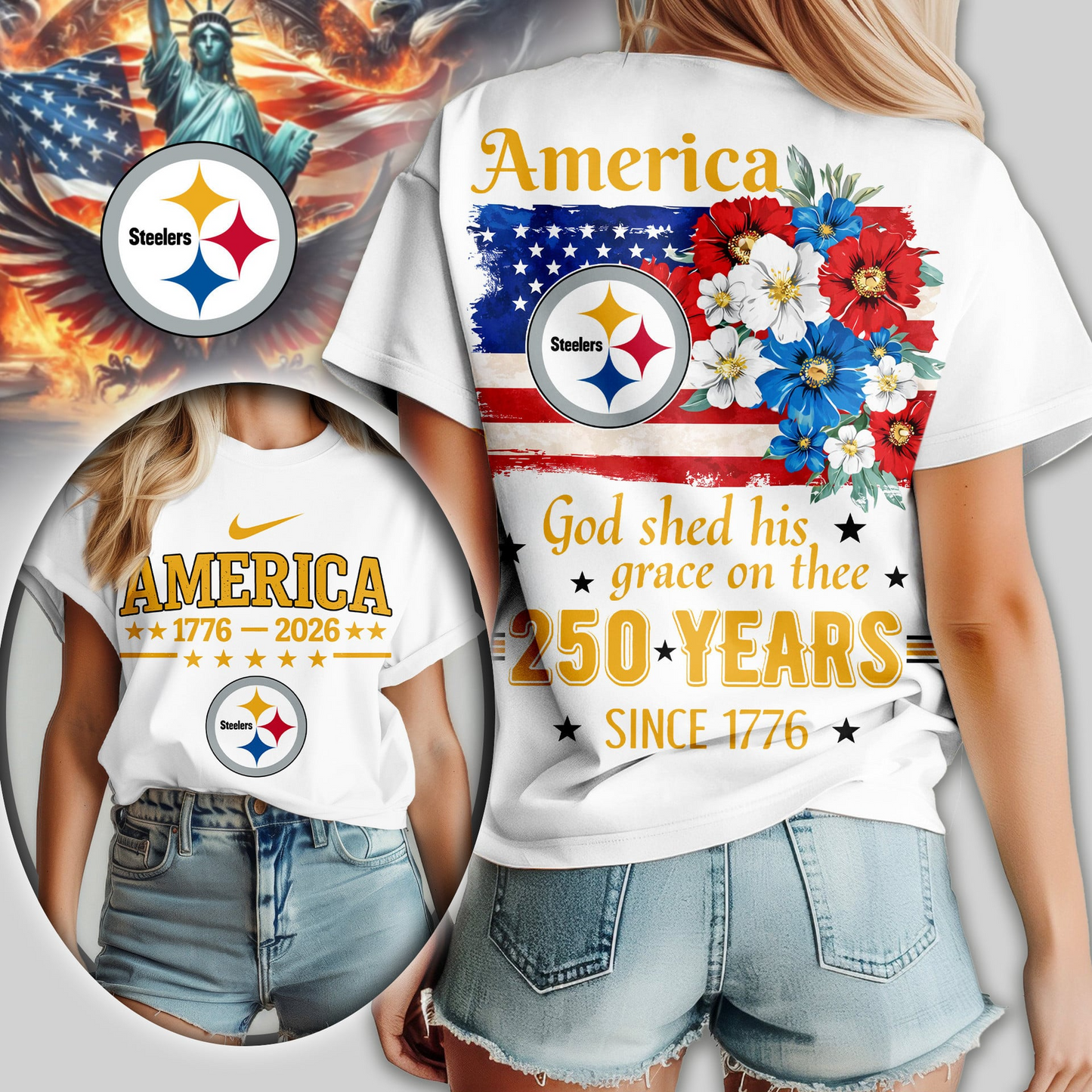 PS Premium NFL America God Shed His Grace On Thee Women Shirt DDT  NTL