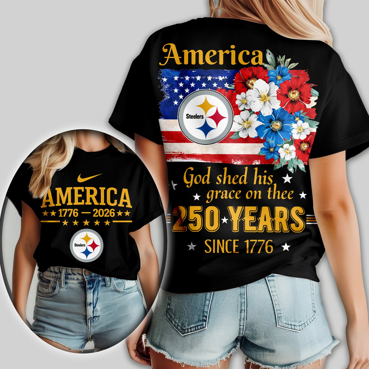 PS Premium NFL America God Shed His Grace On Thee Women Shirt DDT  NTL
