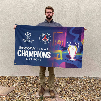PSG 2526 Champions League Champions 3D Double-side House Flag V1 0106 DatND DVT