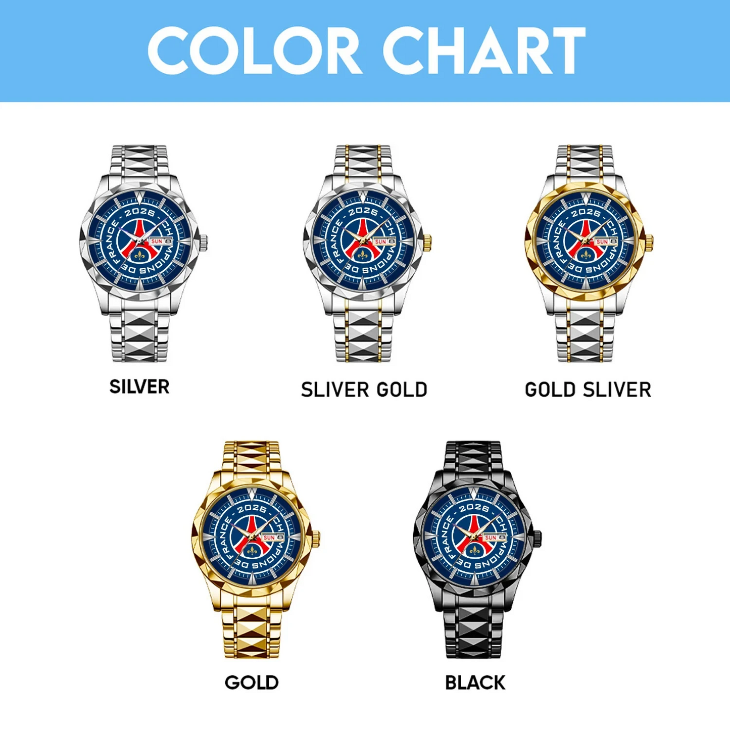 Personalized PSG x 2026 Champions Alloy Luxury Quartz Watch V1 DATND TANTD 180526