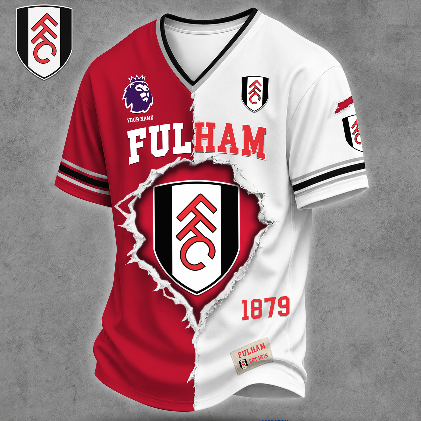 Premium EPL X FUL Game Day Streetwear V-neck  Shirt NDT VHM 040626