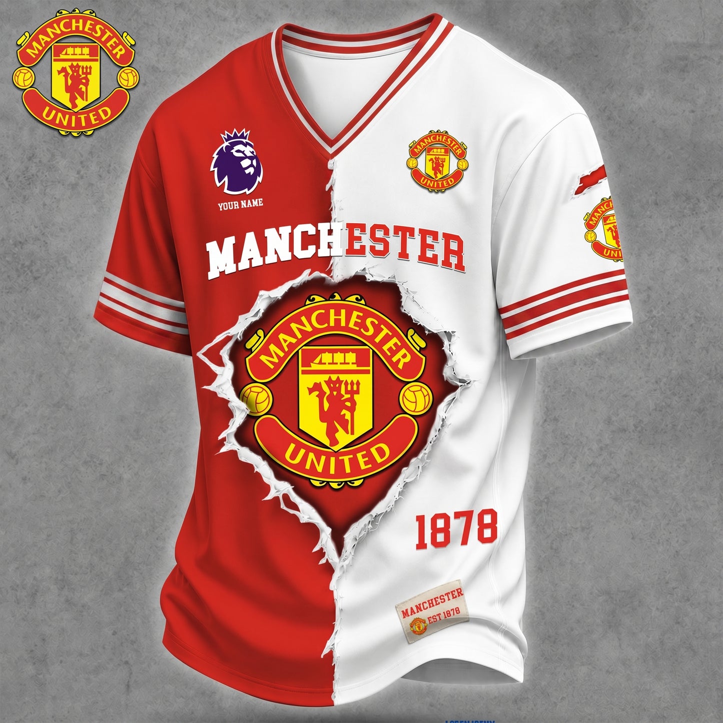 Premium EPL X MU Game Day Streetwear V-neck  Shirt NDT VHM 040626
