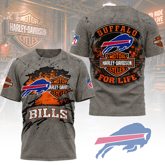 Premium NFL BUF x Harley Davidson For Life T-shirt V5 NMD 180526 TTV