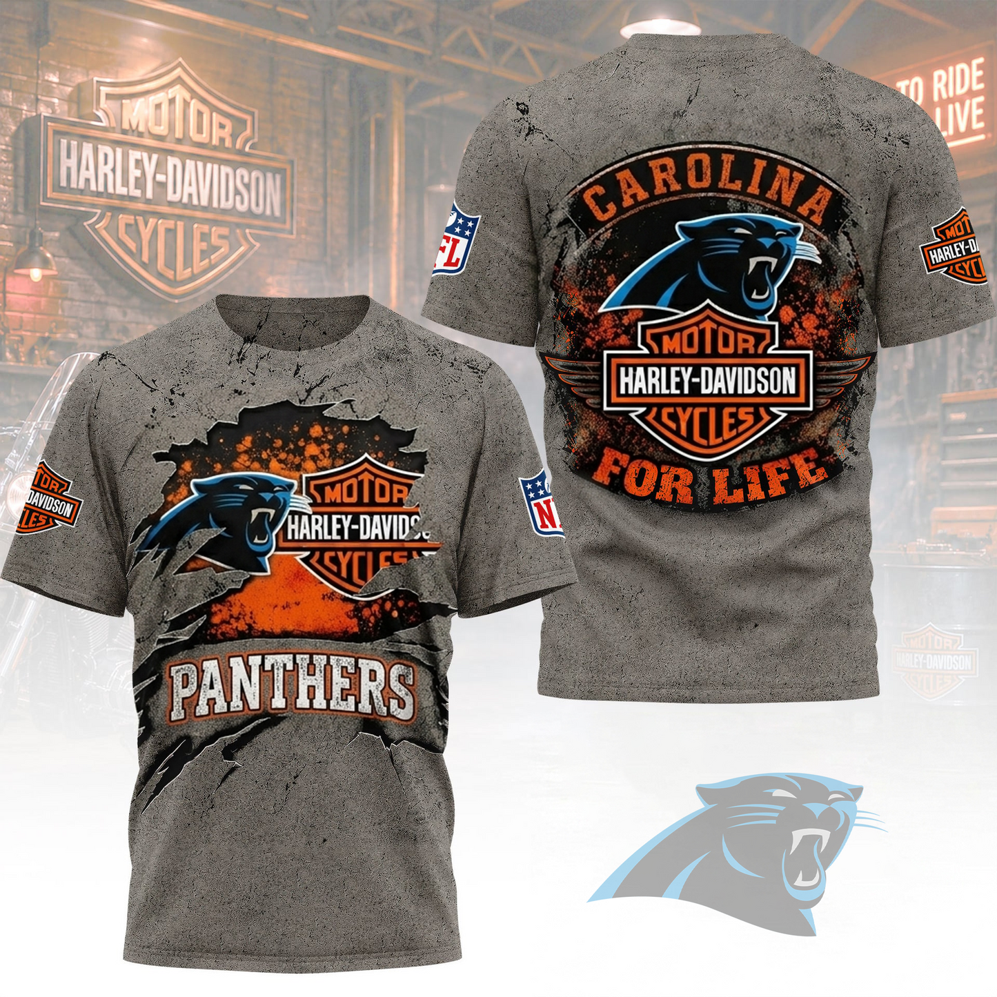 Premium NFL CAR x Harley Davidson For Life T-shirt V5 NMD 180526 TTV