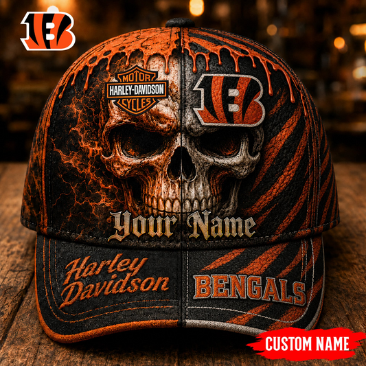 Premium NFL CIN Harley Davidson Split Skull Classic Cap V38 NMD CTKT