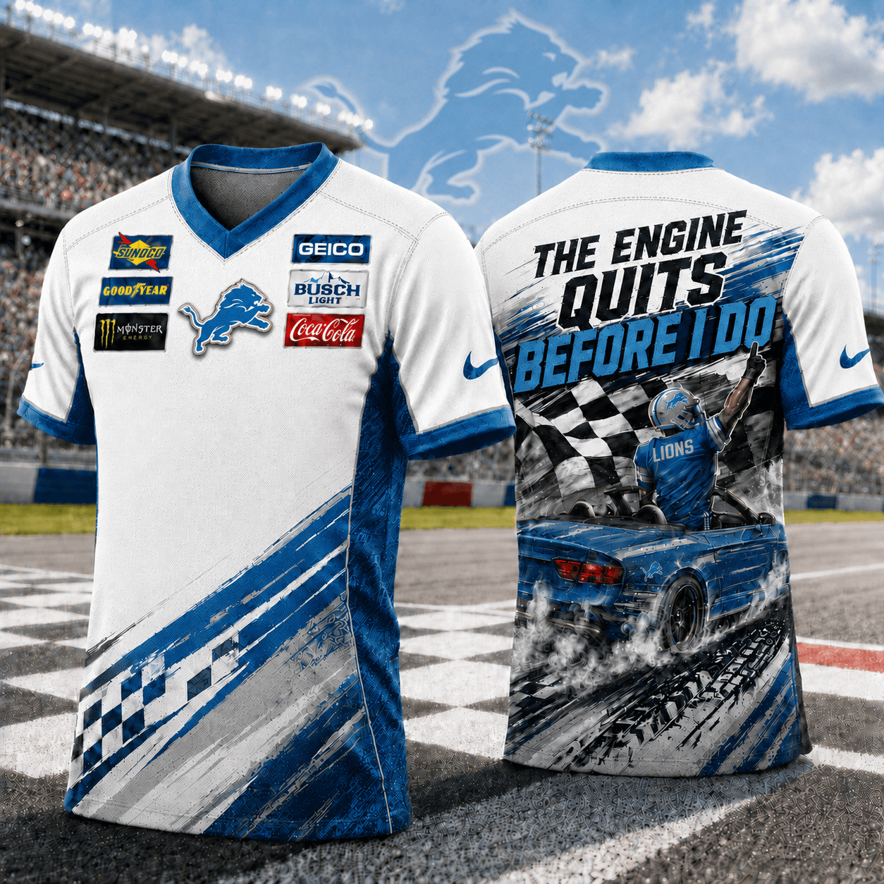 Premium NFL DET Speedway NASCAR T-Shirt V6 NMD 180526 TTV