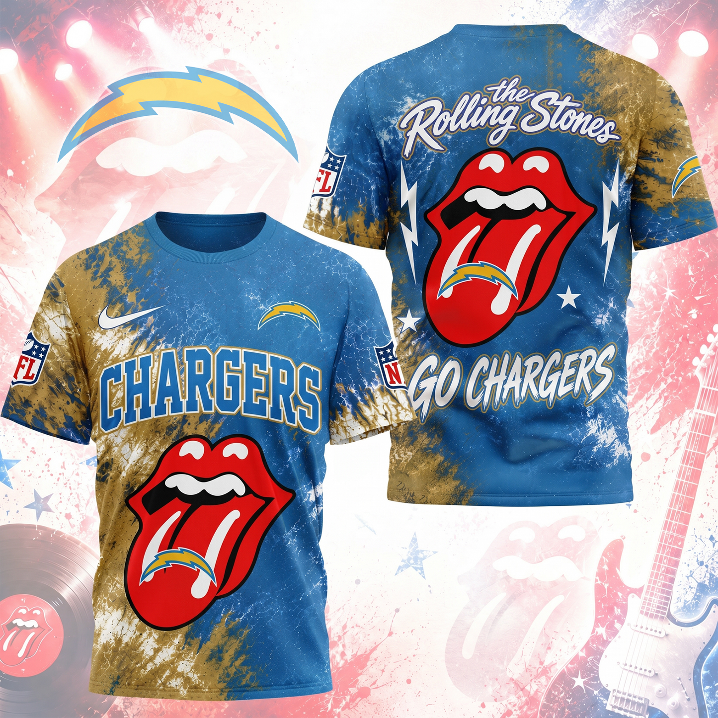 Premium NFL LAC x The Rolling Stones T- Shirt V7 NMD 180526 TTV