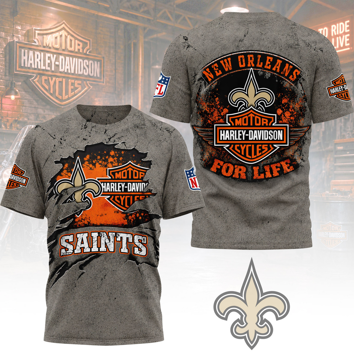 Premium NFL NO x Harley Davidson For Life T-shirt V5 NMD 180526 TTV