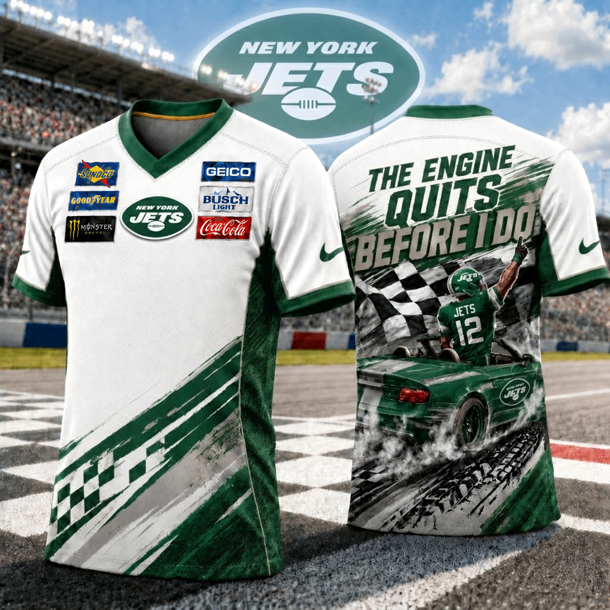 Premium NFL NYJ Speedway NASCAR T-Shirt V6 NMD 180526 TTV