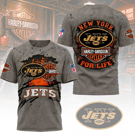 Premium NFL NYJ x Harley Davidson For Life T-shirt V5 NMD 180526 TTV