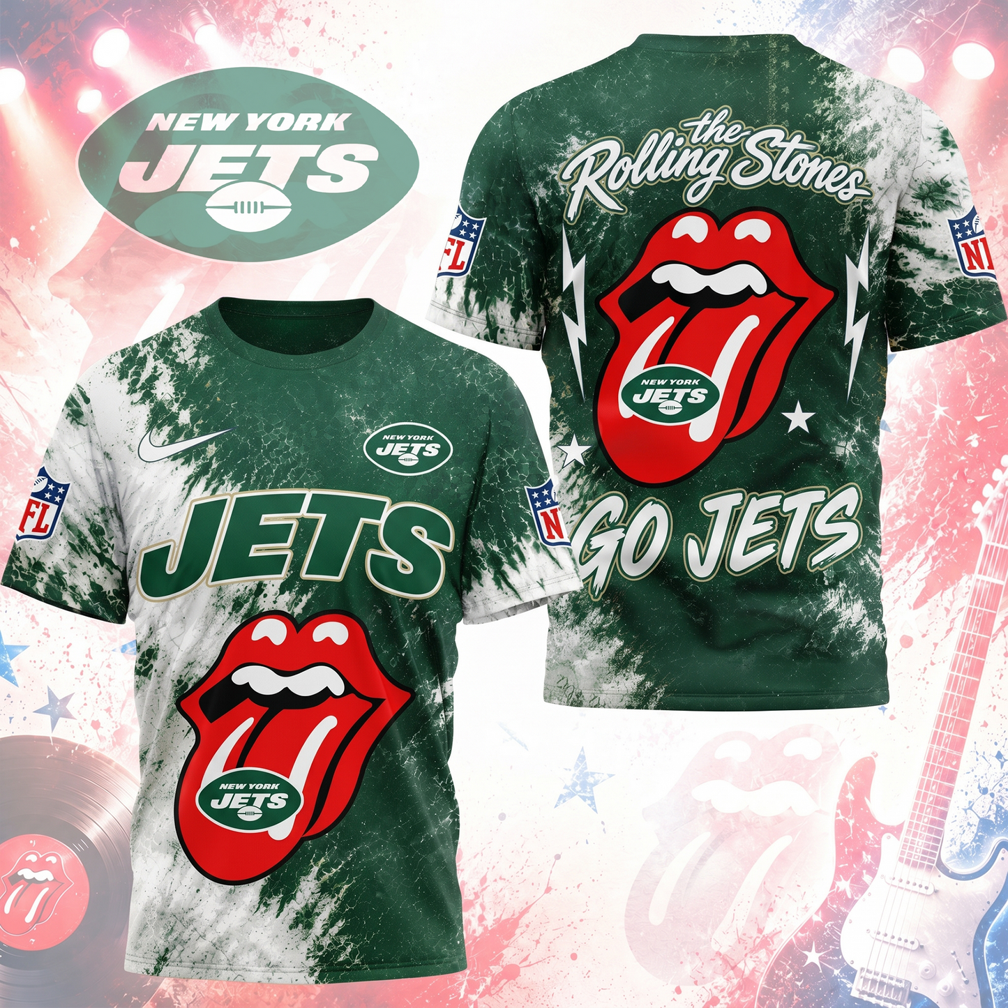 Premium NFL NYJ x The Rolling Stones T- Shirt V7 NMD 180526 TTV