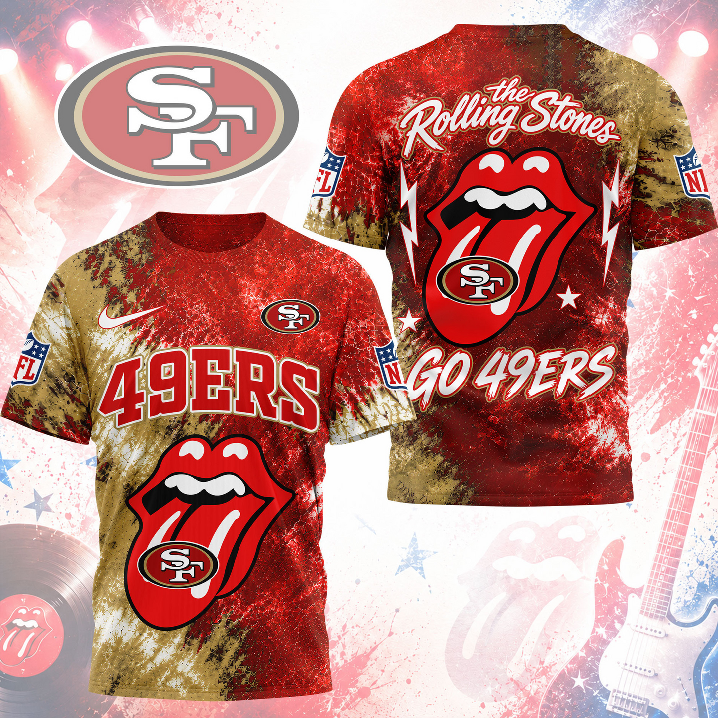 Premium NFL SF x The Rolling Stones T- Shirt V7 NMD 180526 TTV