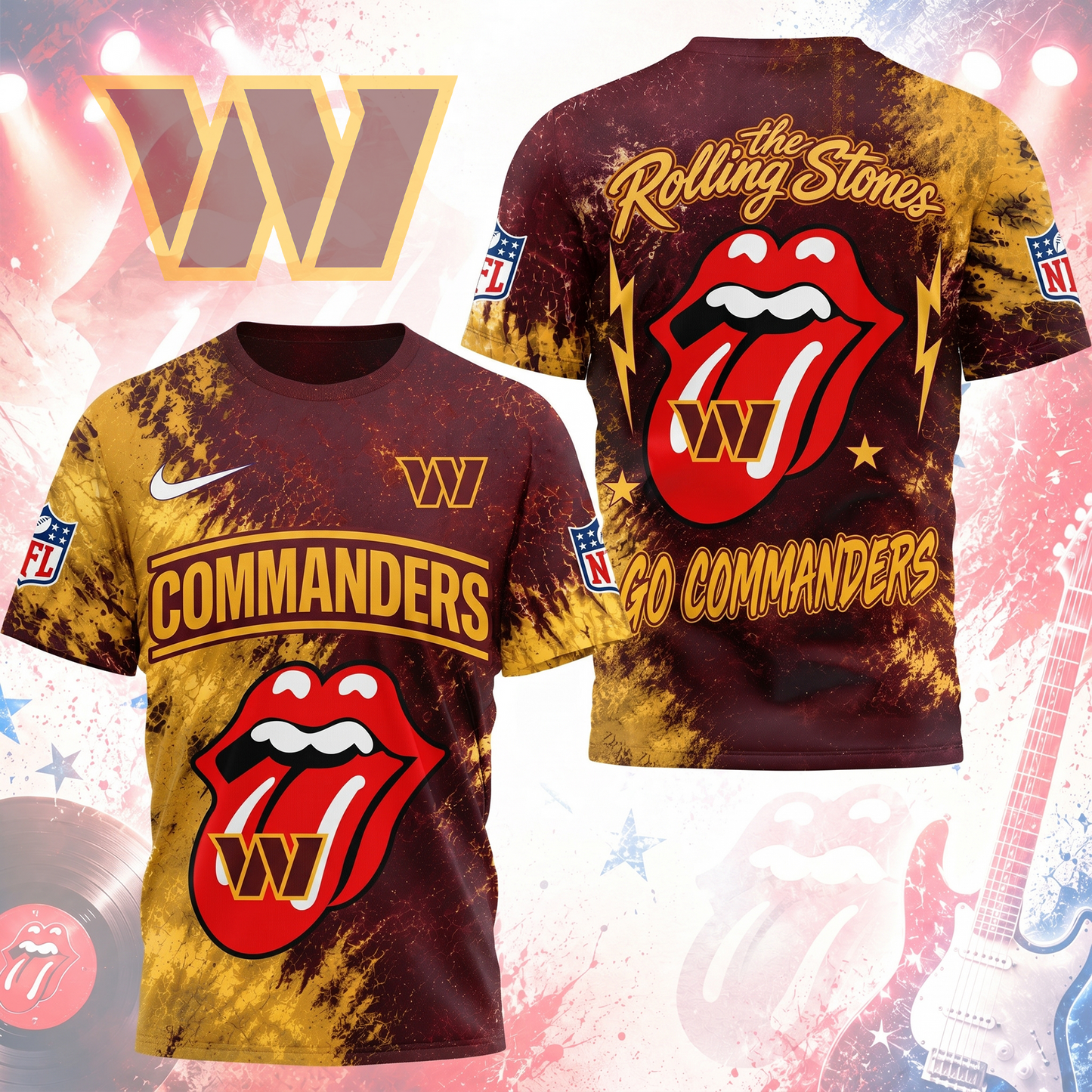 Premium NFL WAS x The Rolling Stones T- Shirt V7 NMD 180526 TTV