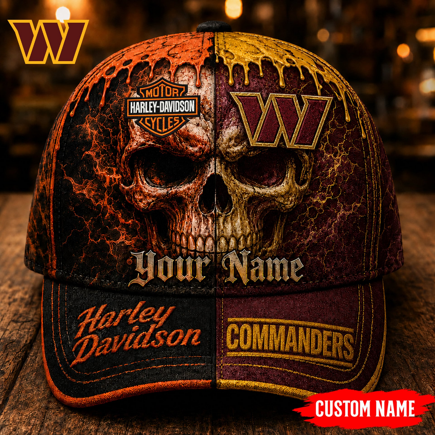 Premium NFL WC Harley Davidson Split Skull Classic Cap V38 NMD CTKT