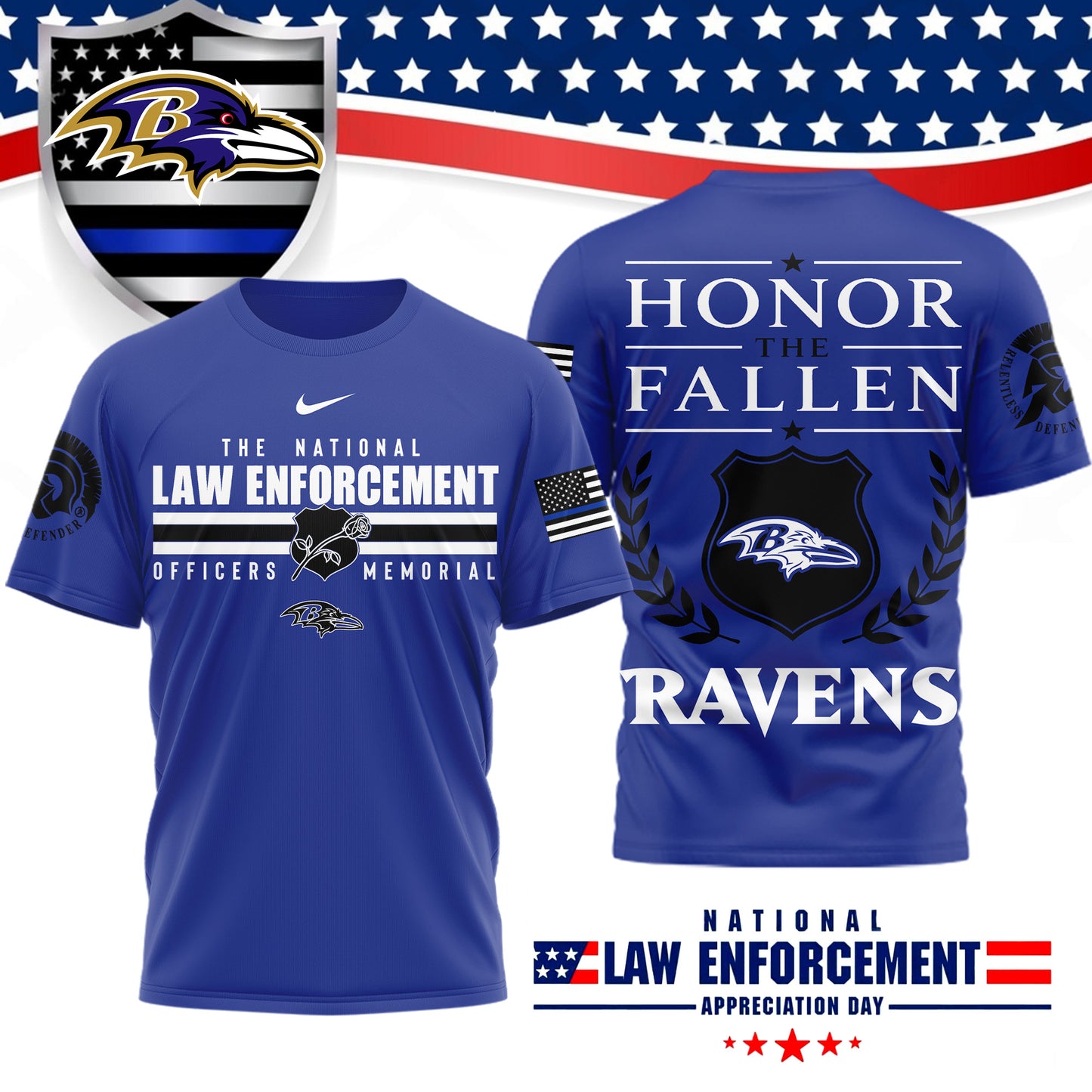 Premium NFL X BAL The National Law Enforcement 3D Shirt NDT LVH 050626
