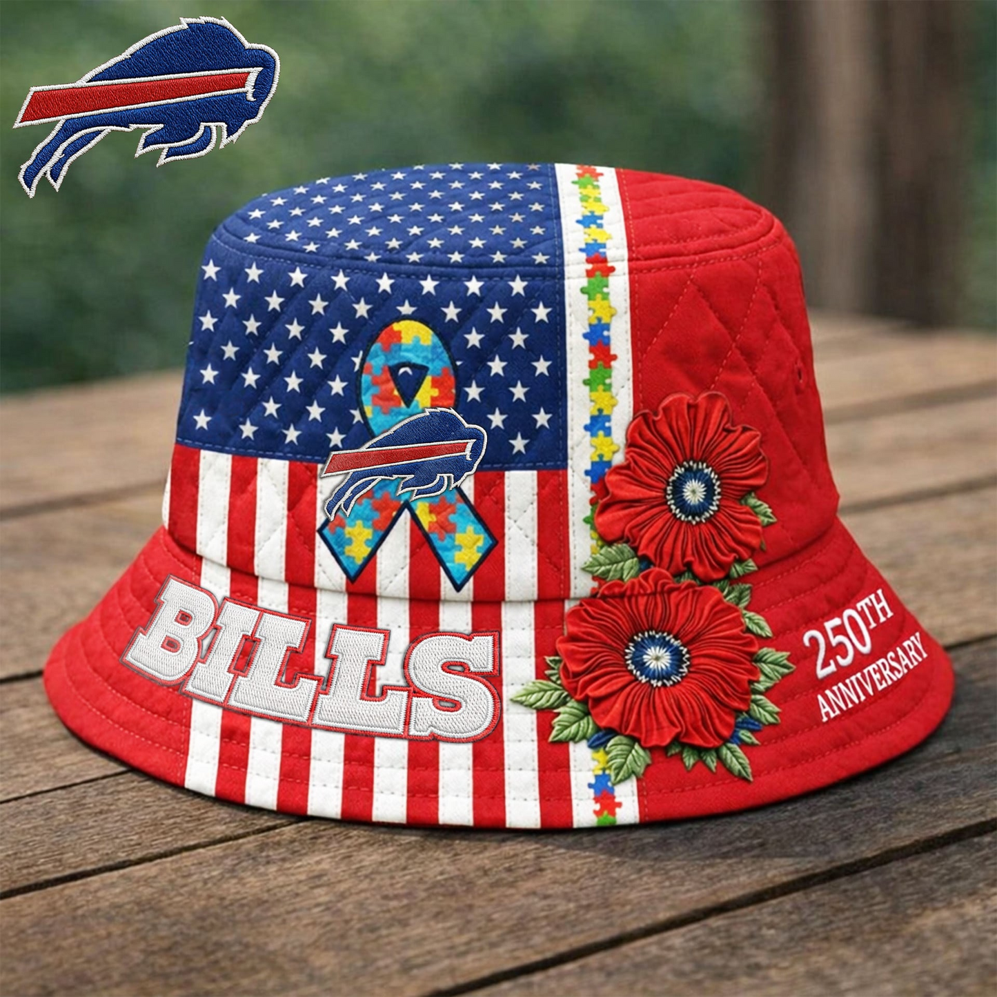 Premium NFL X BB Autism 250th Anniversary Bucket Hat  NDT VHM